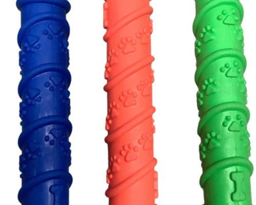 Cilindro en goma chillón con relieve para perros